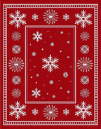 Crimson White Snowflake Border Rug