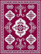 Rich Burgundy Floral Arabesque Composition Rug