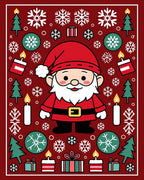 Jolly Santa with Snowflakes Garland Rug