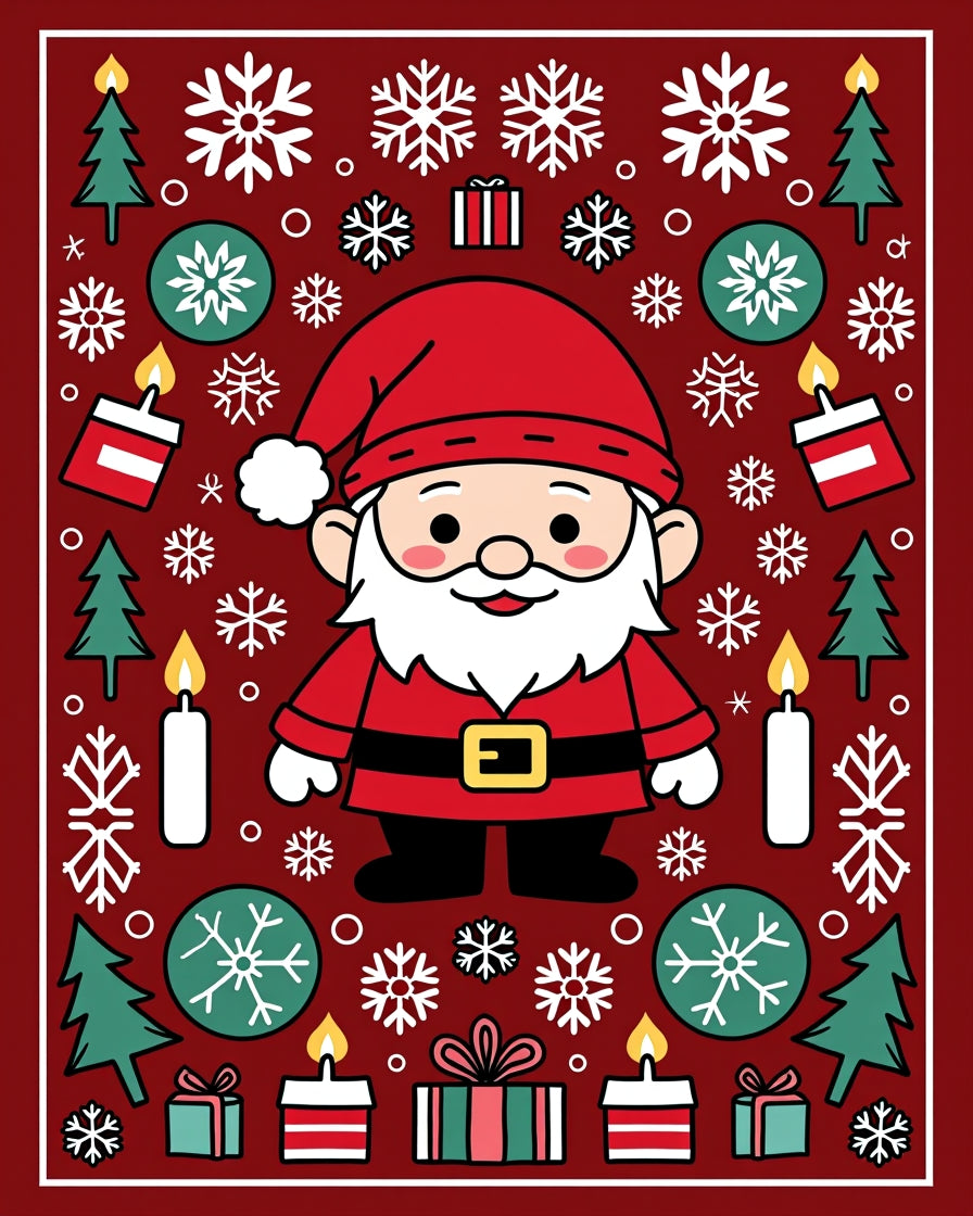 Jolly Santa with Snowflakes Garland Rug
