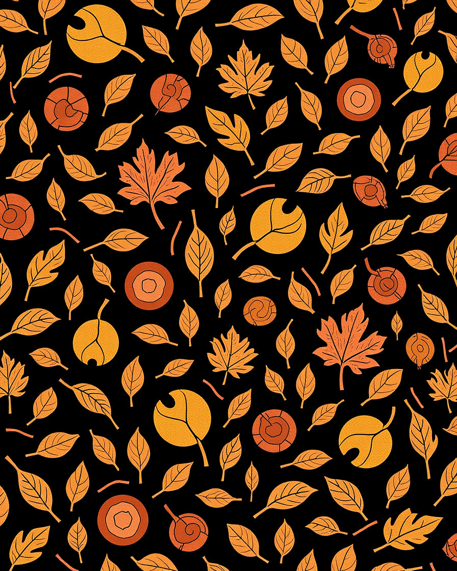 Golden Autumn Harvest Leaf Scatter Rug