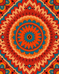 Vibrant Orange Teal Mandala Bloom Rug