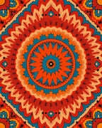 Vibrant Orange Teal Mandala Bloom Rug
