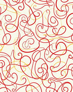 Crimson Gold Swirl Abstract Rug