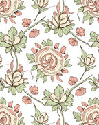 Soft Pink Pastel Floral Branch Outline Rug