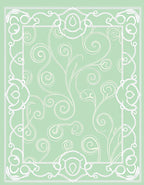Light Green Floral Scroll Filigree Rug