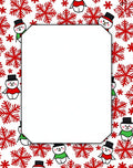 Whimsical Snowman Red Snowflake Border Rug