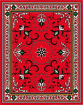 Vibrant Red Floral Cartouche Rug