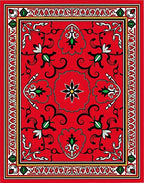 Vibrant Red Floral Cartouche Rug