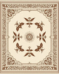 Ornate Brown Bird Sun Border Rug