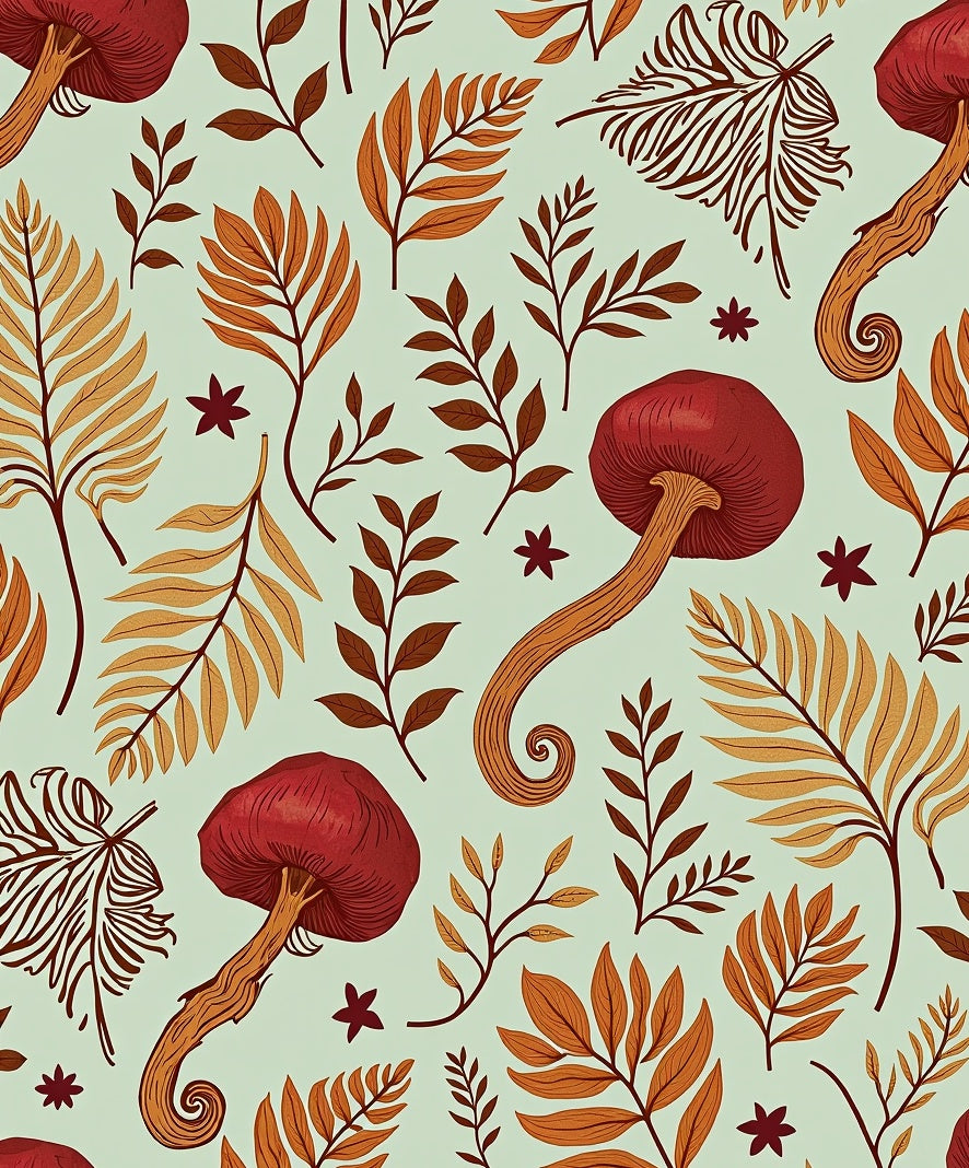 Autumnal Forest Mushroom Foliage Rug
