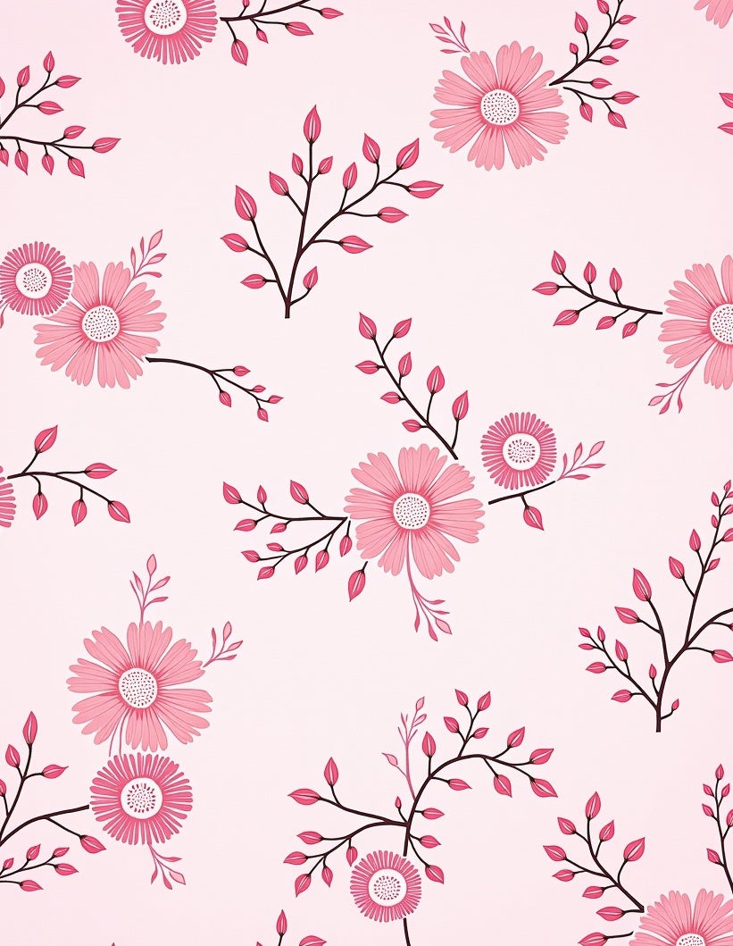 Sweet Pink Daisy Botanical Sprig Rug