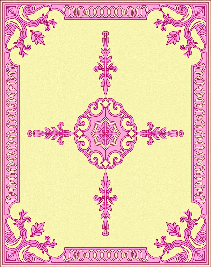 Baroque Pink Floral Medallion Garden Rug