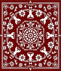 Deep Red Floral Mandala Medallion Rug