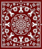 Deep Red Floral Mandala Medallion Rug