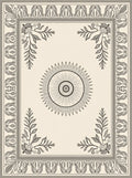 Cream Sunburst Floral Border Rug