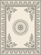 Cream Sunburst Floral Border Rug