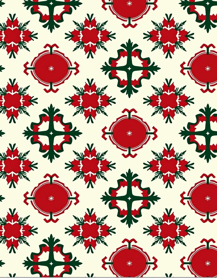 Crimson Green Floral Medallion Revival Rug
