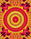 Vibrant Red Yellow Sunburst Mandala Rug