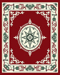 Crimson Red Botanical Medallion Border Rug