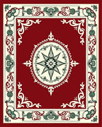 Crimson Red Botanical Medallion Border Rug