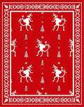 Red Whimsical Reindeer Forest Rug