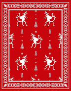 Red Whimsical Reindeer Forest Rug