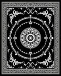 Black White Mandara Floral Banded Rug
