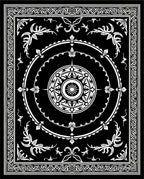 Black White Mandara Floral Banded Rug