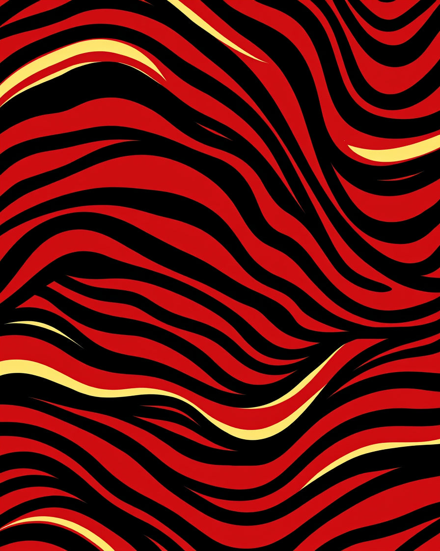 Bold Red Black Wavy Stripe Rug