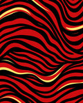 Bold Red Black Wavy Stripe Rug