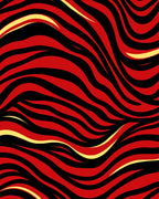 Bold Red Black Wavy Stripe Rug