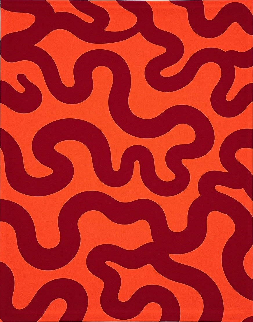 Bold Red Wavy Intertwined Abstract Rug