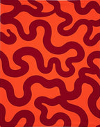Bold Red Wavy Intertwined Abstract Rug