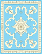 Pale Blue Floral Scroll Medallion Rug