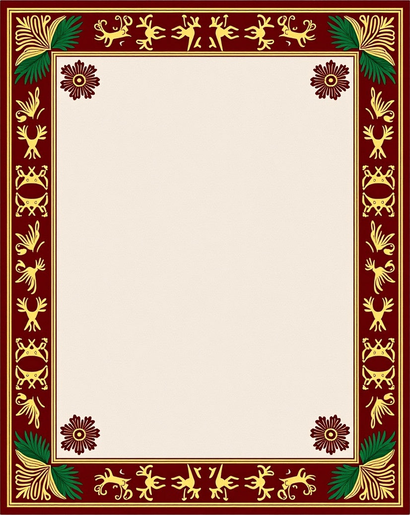 Rich Burgundy Tribal Animal Border Rug