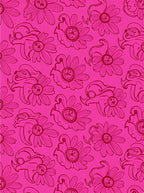 Vivid Pink Floral Outline Rug