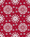 Crimson White Snowflake Medallion Collage Rug