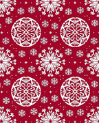 Crimson White Snowflake Medallion Collage Rug