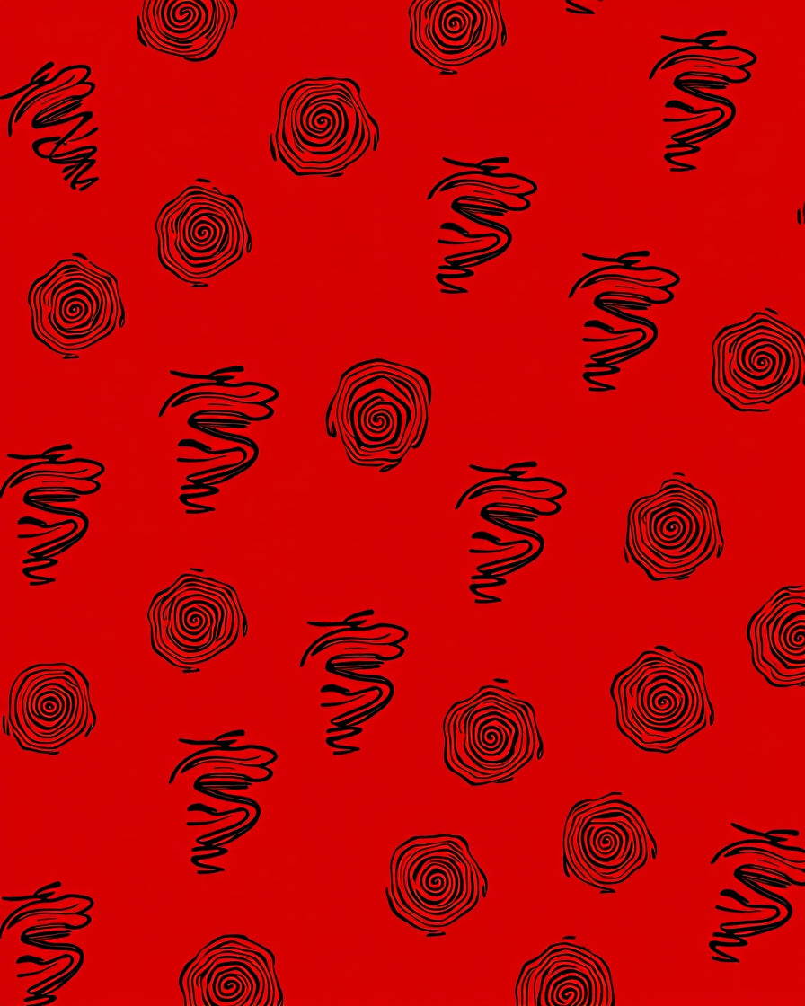 Crimson Red Swirl and Rose Rug