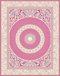 Pink Cream Sunburst Medallion Frame Rug