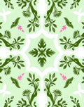 Light Green Floral Vine Medallion Rug