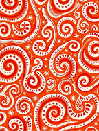 Abstract Swirls Cream Red Orange Rug