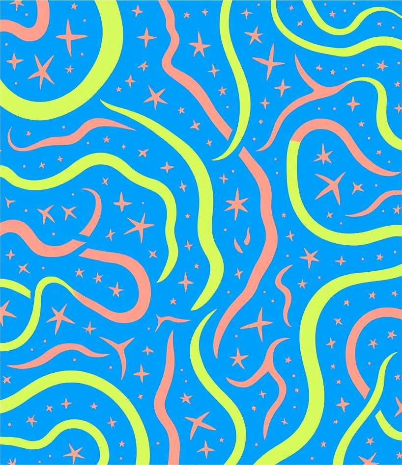 Bright Blue Starry Swirls Rug