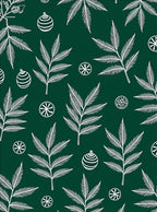 Dark Green White Fern Ornament Repeat Rug
