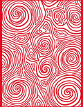 Red Swirling Line Abstract Rug