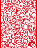 Red Swirling Line Abstract Rug