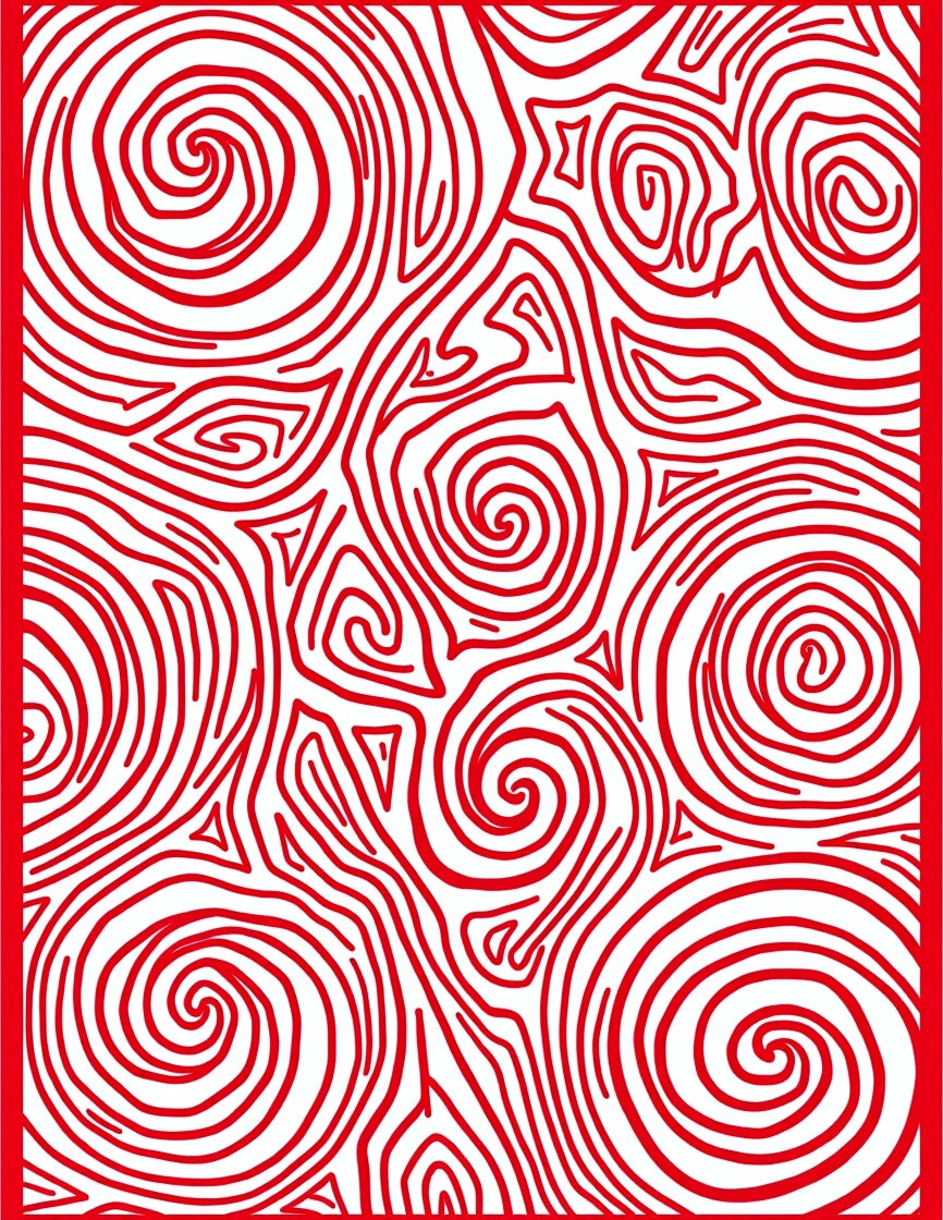 Red Swirling Line Abstract Rug