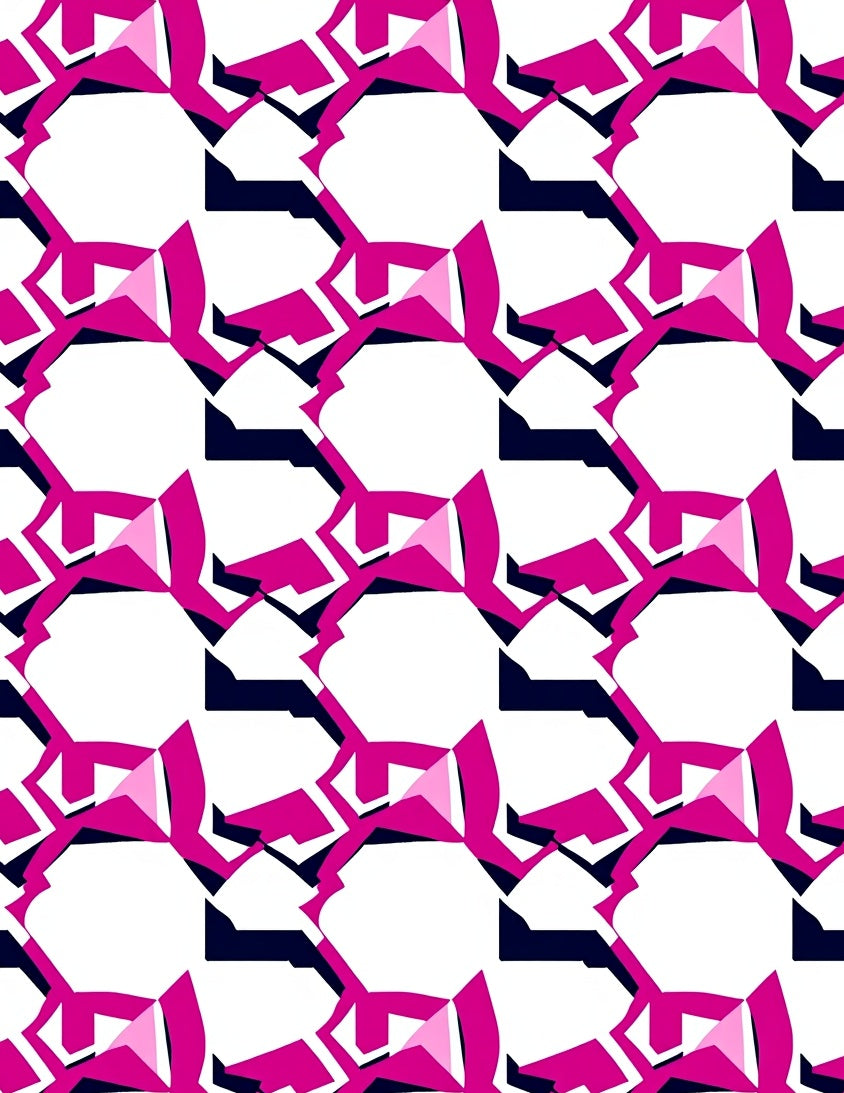 Hot Pink Geometric Interlocking Shapes Rug