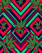 Bold Green Leaf Red Berry Geometric Rug